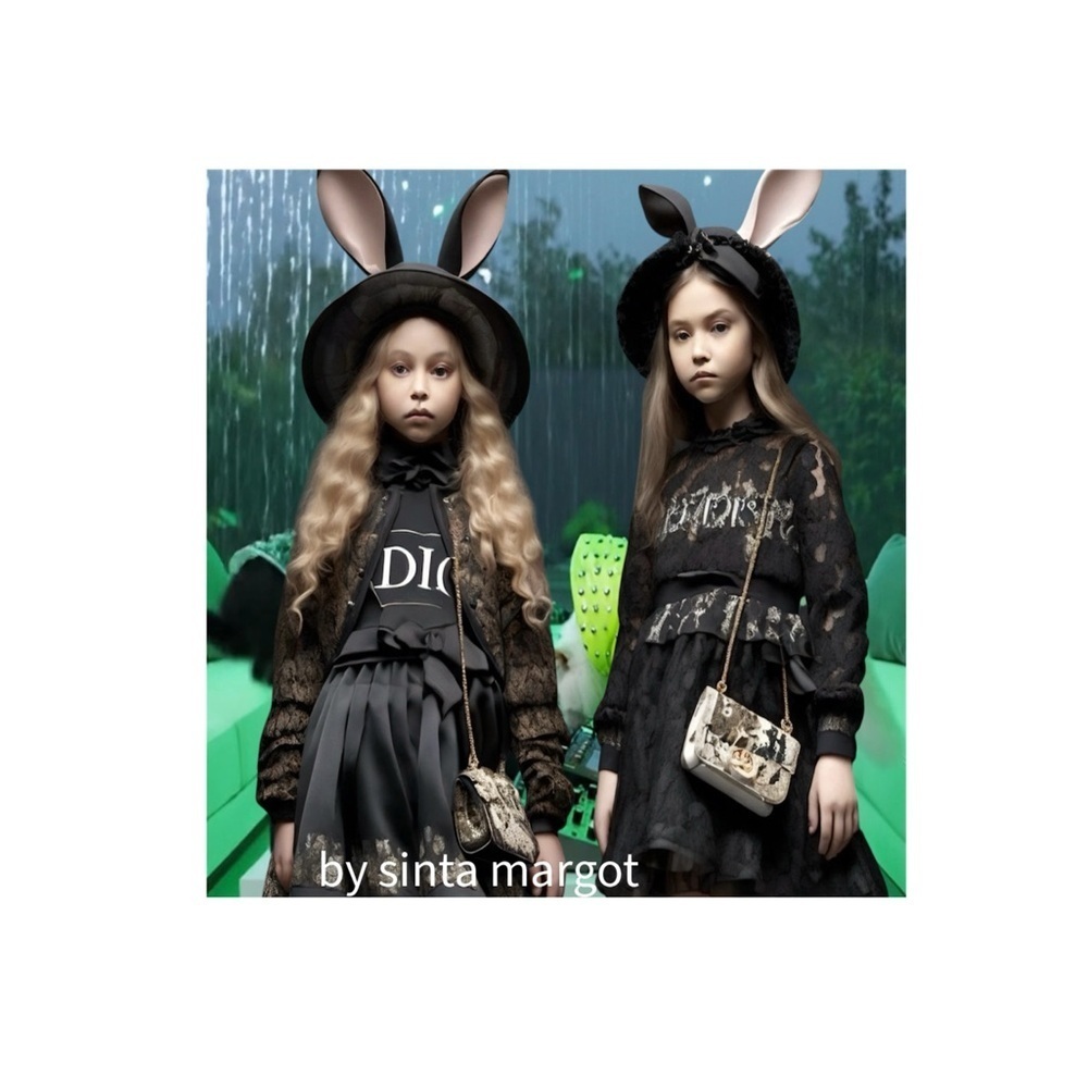 HANDCRAFTED digital art print Black Lace Ensemble with models Great Wall art